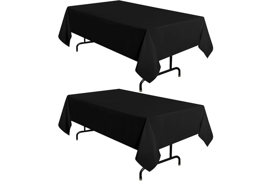 sancua 2 Pack Black Tablecloth 60 x 102 Inch, Rectangle 6 Feet Table Cloth - Stain and Wrinkle Resistant Washable Polyester Table Cover for Dining Tables, Buffet Parties and Camping