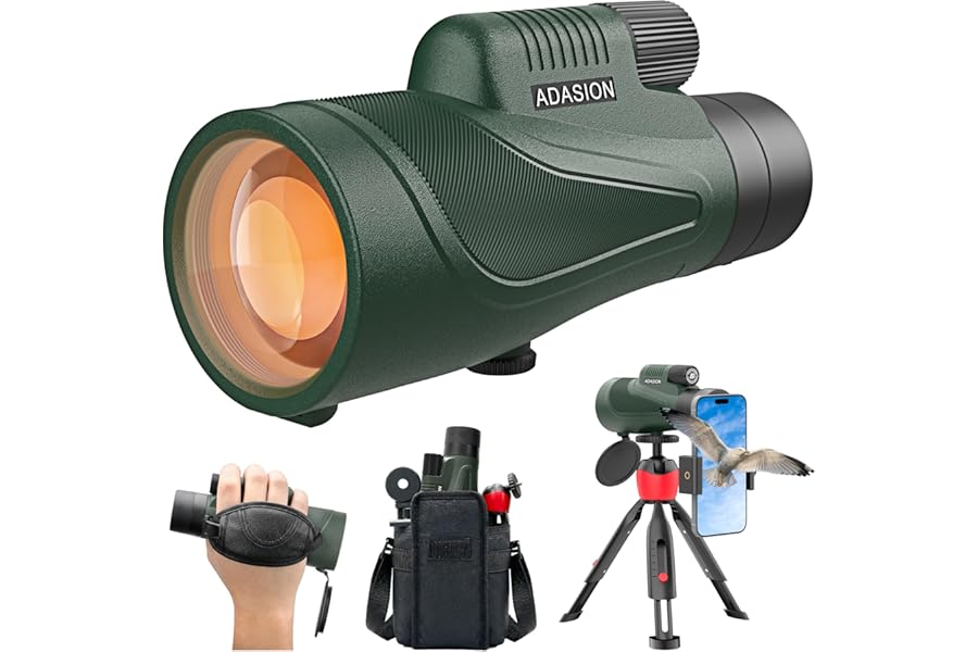 12x54 Monocular Telescope for Adults High Powered with Tripod and Phone Adapter, HD BAK4 Prism FMC Lens, Waterproof with Carrying Bag for Bird Watching Travel Sports