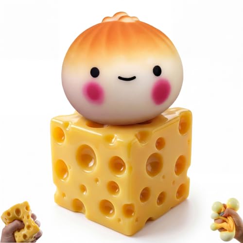 2026 Upgrade Cheese Dumpling Squishy Stress Relief Original Sensory Food Squishy Stress Relief Fidget Toy Stress Balls for Adults (Y2)