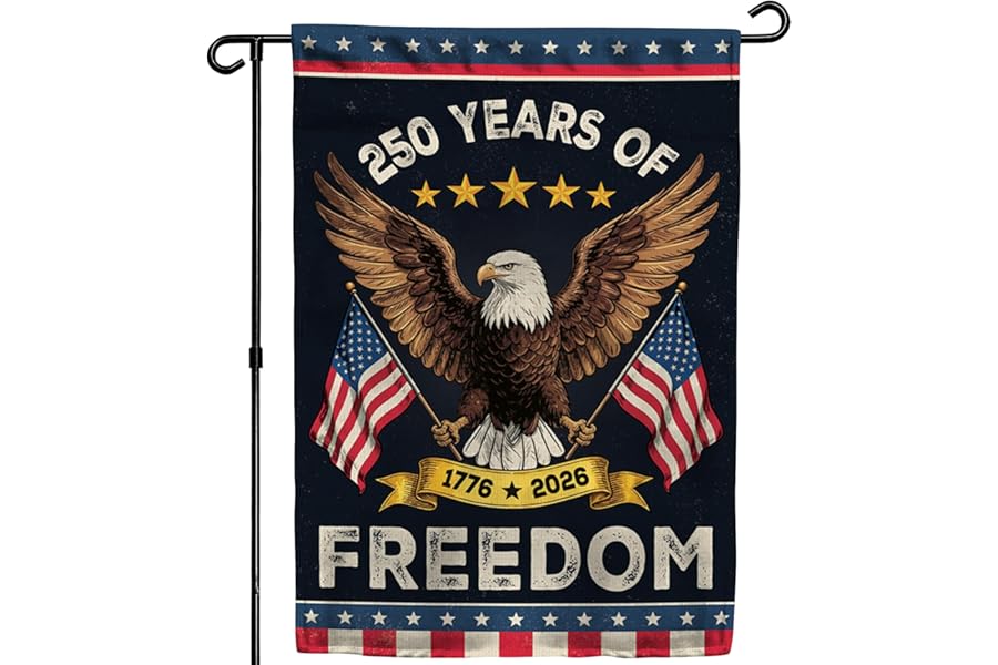 250th Anniversary America USA Garden Flag for Outside, 250 Years of Freedom 1776-2026 Eagle Design Patriotic Double-Sided Waterproof Yard Flag 12x18 Inch for 4th of July Memorial Day Outdoor Decor