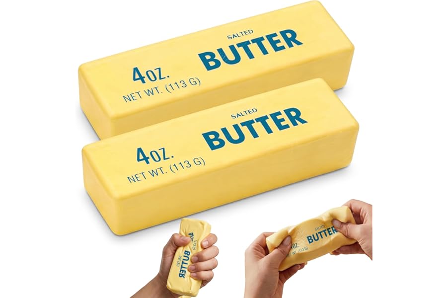 2PCS Butter Squishy – Slow Rising Butter Squishy Toy, Realistic Food Fidget Toys for Adults, Soft PU Material, Sensory Anxiet