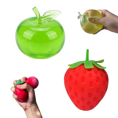 2pcs Fruit Squishy Toys Squeeze Set-Apple Squishy,Strawberry Slow Rising Stress Ball, Realistic Moldable Slow Rise Relaxing Sensory Fidget Toy for Stress Relief,Gift for Boys Girls Adults