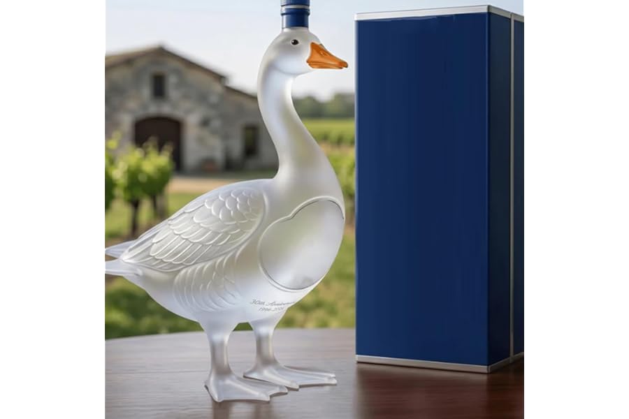30th Anniversary 3d Sculpted Vodka Bottle, Goose Wine Bottle Holder, 350ml Goose Glass Whiskey Bottle, Whiskey Decanter Container, Transparent Liquor Decanter, for Bar, Home (Transparent, 1PC)