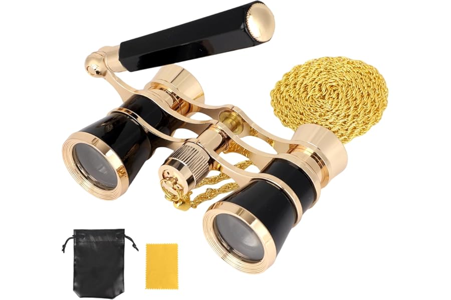 3X25 Opera Glasses, Compact Mini Theater Binoculars with Adjustable Handle and Chain Portable Vintage Theater Binoculars for Women Adults Kids Concerts Cinema Musical Events