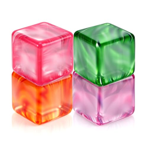 4 Pack Mini Stress Cube Slow Rising Squishy Fidget Toys, Ice Cube Stress Balls for Adults Kids Anxiety Relief Soft Squeeze Sensory Toys Party Favors Goodie Bag Stuffers Gifts