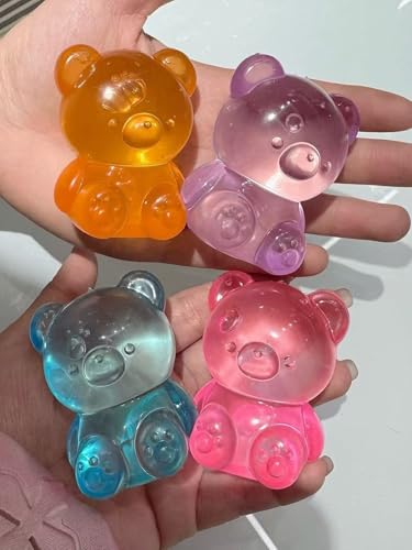 4 Packs Bear Squishy Toys, Slow Rising Stress Balls for Kids Adults, Sensory Fidget Toys Squeeze Toys for Anxiety Relief Classroom Prizes Party Favors Gifts