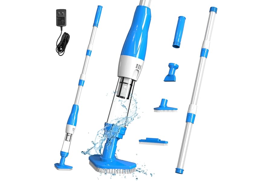 4 in 1 Cordless Rechargeable Small Pool Vacuum spa hot tub 90 Mins Running Time, 12 Gallons/Min Powerful Suction