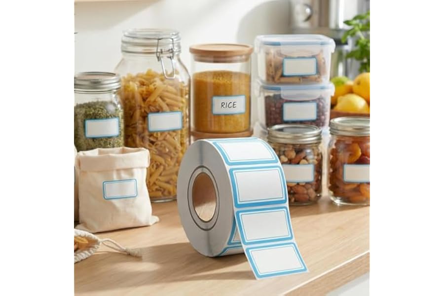 500 Removable Labels - No Residue, Reusable and Waterproof | Suitable for Food Storage Containers, Etc. (Blue)