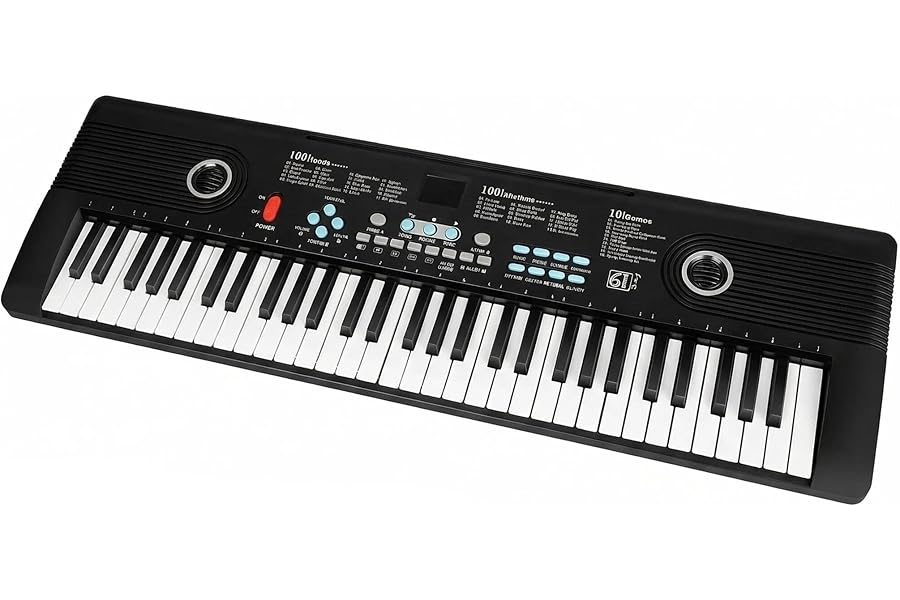 61 key keyboard Piano,Portable Electronic Digital Piano,Built In Dual Speakers,External Microphone,Power Plug,Rich Teaching Content,Multi-Functional Electronic Piano Suitable For Beginners jd555