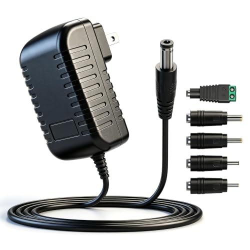 6V DC Power Supply, 5 Interchangeable Tips for 0.5A 0.6A 0.7A 0.8A 0.9A 1A 1.5A 2A, Quiet Universal Charger for Security Camera, Baby Monitor, Blood Pressure Monitor, LED Light, Home Electronics