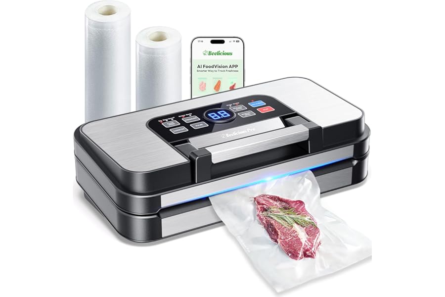 95Kpa Precision Pro Vacuum Sealer, with Double Heat Seal & Dual-Pump for Dry/Moist Food, 2X Strength, Food Vacuum Sealer Mach