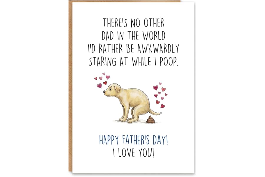 ATTLVV Funny Dog Dad Fathers Day Card, Dog Dad Gifts, Fathers Day Gift from Dog, with Kraft Envelope and Gold Seal Sticker