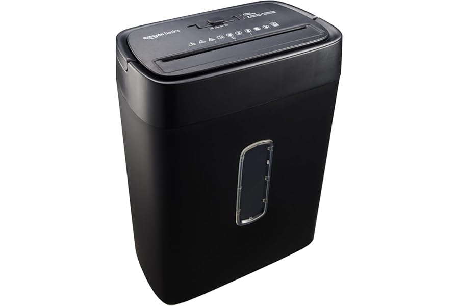 Amazon Basics 12-Sheet Cross-Cut Paper and Credit Card Shredder with Overheat Protection, Black (New Model)