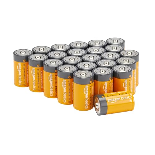 Amazon Basics 24-Pack D Cell Alkaline All-Purpose Batteries, 1.5 Volt, 5-Year Shelf Life, Long-Lasting Power, Leakproof Design