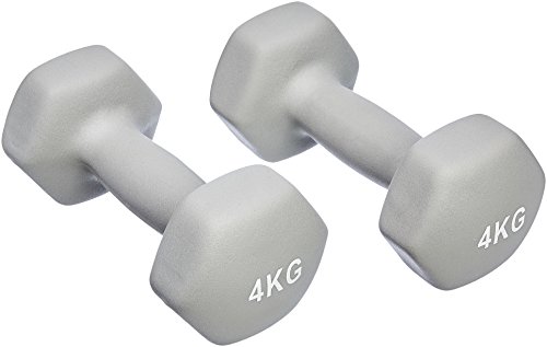 Amazon Basics Paire d'haltères en néoprène 8 kg, lot de 2 (4 kg), Gris