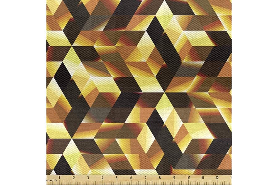 Ambesonne Abstract Fabric by The Yard, Cubes and Blocks Form Abstract Style Geometric Digital Graphic Art Pattern, Decorative Fabric for Upholstery and Home Accents, 2 Yards, Black Yellow