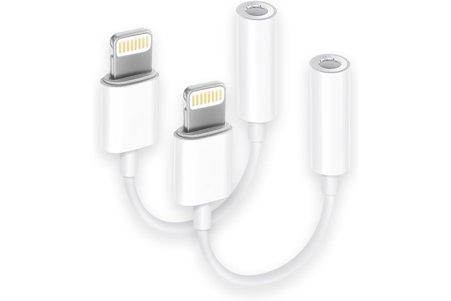 [Apple MFi Certified] 2 Pack Lightning to 3.5 mm Headphone Jack Adapter, iPhone Aux Adapter Converter Dongle Audio Cable Compatible with iPhone 14 13 12 11 X XS 8 7