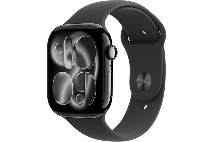 Apple Watch Series 11 [GPS 46mm] Smartwatch with Jet Black Aluminum Case with Black Sport Band - M/L. Sleep Score, Fitness Tracker, Health Monitoring, Always-On Display, Water Resistant