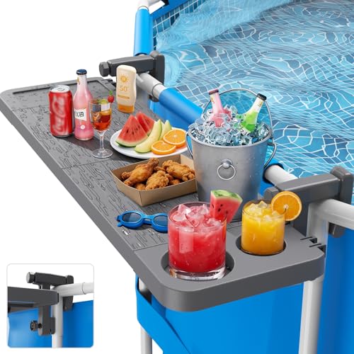 Arlierss Pool Bar for Above Ground Pool, Swim Up Bars for Pool, 47" x 12" Pool Side Table with 90 lbs Capacity, Poolside Bar Clip-On Foldable Tabletop Easy Install