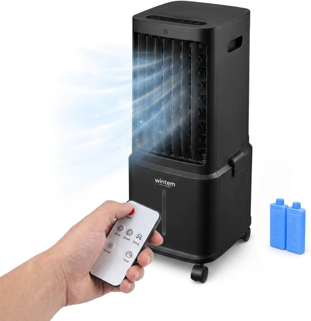 Avilia - Rafraîchisseur portable sans tube évaporatif 8,5 L – Télécommande, minuterie 7 h, 3 vitesses. | Rafraîchisseur d'air et humidificateur 80 W, écran LED tactile, 4 roues, < 65 dB, 26,5 × 27,8 ×