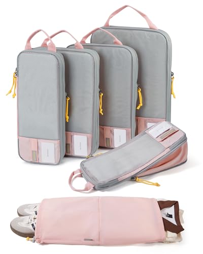 BAGSMART Compression Packing Cubes for Travel, Lightweight Luggage Organizer Bags, Durable Space Saver Bags Travel Essentials, 6 Set