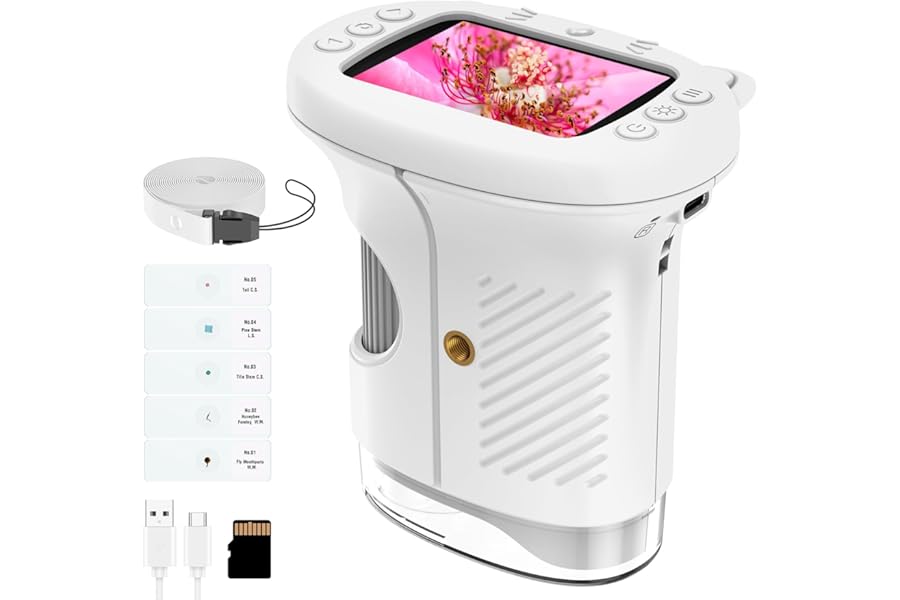 BEBANG Kids Handheld Digital Microscope with 2.4" 4K Screen, Rechargeable Mini Pocket Miniscope Portable Magnifying Glass for