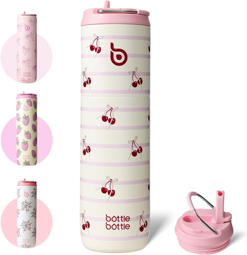 BOTTLE BOTTLE Gourde isotherme en acier inoxydable 750 ml avec paille, couvercle et poignée – Anti-fuite, sans BPA, double paroi – Bouteille d'eau idéale pour le sport, les voyages et le fitness