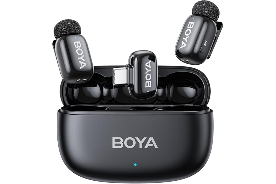 BOYA mini 2 Wireless Lavalier Microphones for iPhone 15/16/17 & Android, AI Noise Cancellation, App Control, 30H Battery Life