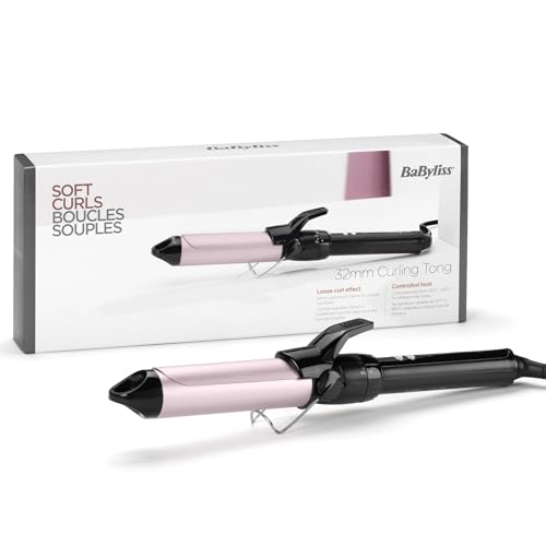 BaByliss 32mm Krultang - Pro Satin Touch, 10 Temperatuurinstellingen, Snelle Opwarming, Pluisvrije Krullen, Geintegreerde Standaard - Zwart & Roze, C332E
