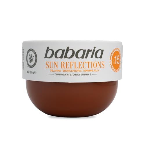 Babaria Gelatina Bronceadora Zanahoria SPF15, 300 ml – Acelerador del Bronceado Con Protección Media - Vitamina E y Niacinamida - Acelerador Bronceado