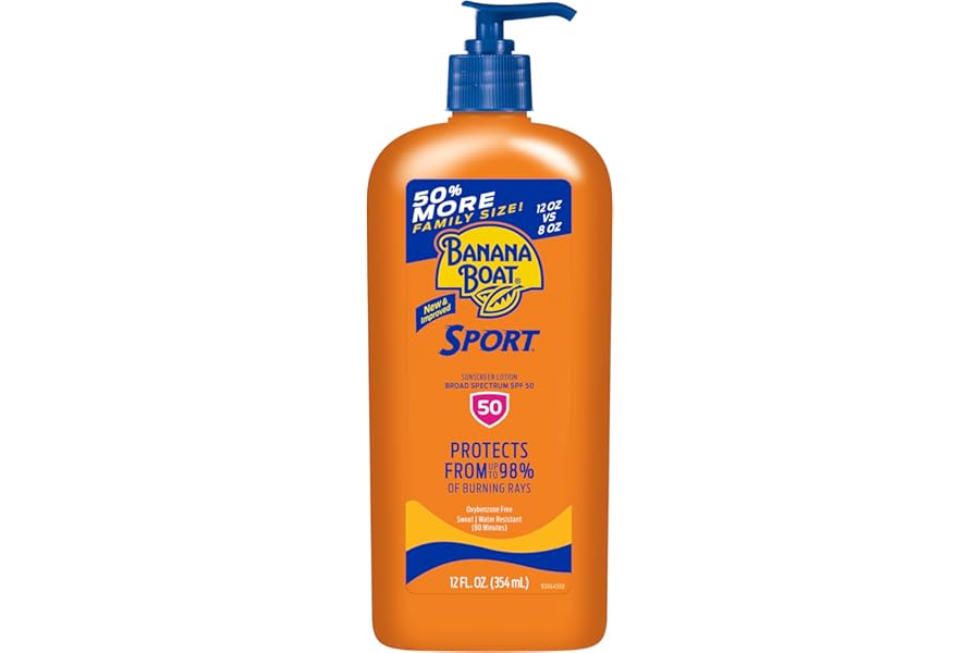 Banana Boat Sport Ultra SPF 50 Sunscreen Lotion, 12oz | Banana Boat Sunscreen SPF 50 Lotion, Oxybenzone-Free, Sunblock, Family Size, 12oz (Pack of 1)
