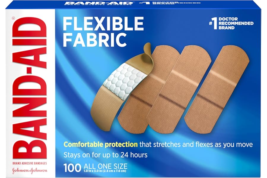 Band-Aid Brand Flexible Fabric Sterile Adhesive Bandages, Comfortable Cushioned Wound Care & Protection for Minor Cuts, Scrap