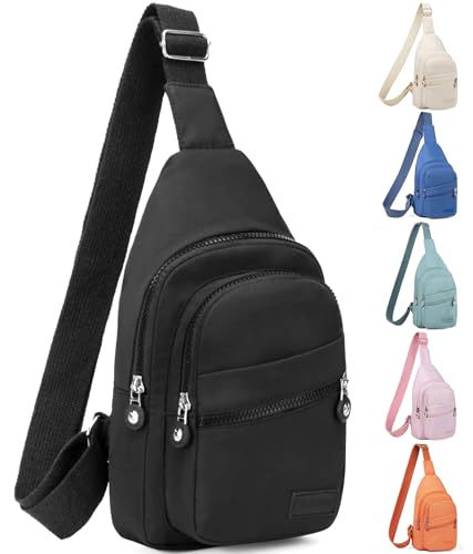 Banelu Small Sling Backpack Crossbody Bags for Women Men, Small Sling Bag Cross Body Bag Fanny Packs Crossbody Purses - Black