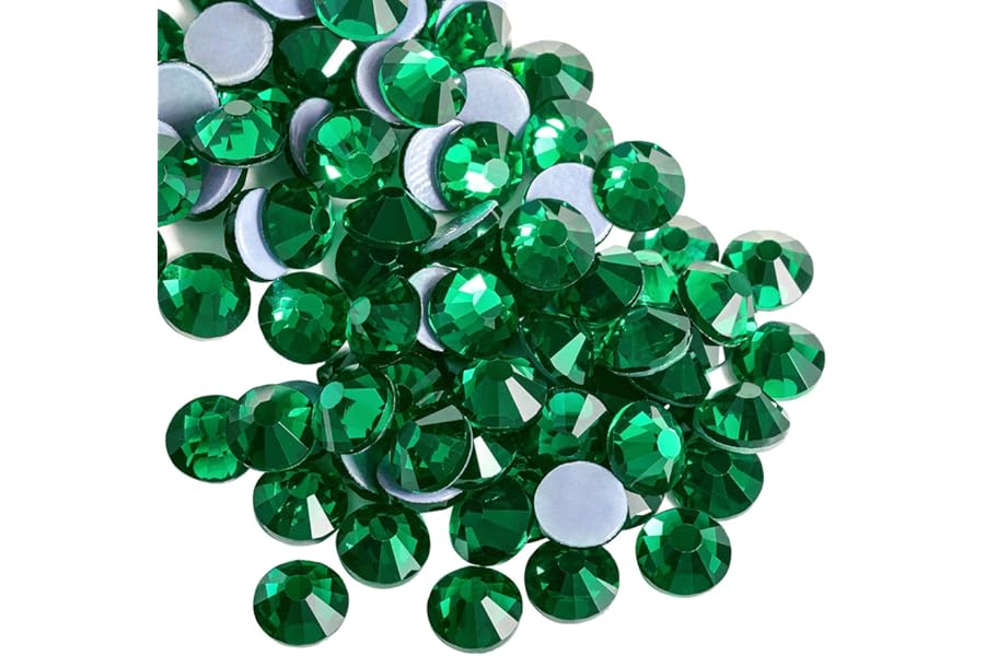 Beadsland Hotfix Rhinestones, 2880pcs Flatback Crystal Rhinestones for Crafts Clothes DIY Decorations, Emerald, SS10, 2.7-2.9mm