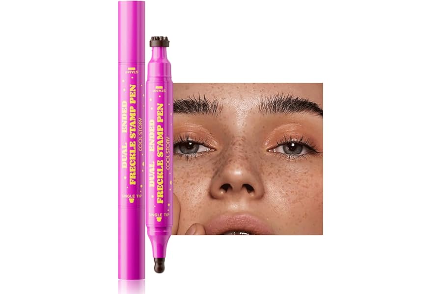 Beauty Glazed Dual-Ended Freckle Stamp Pen – Realistic Faux Freckles Makeup with Soft Sponge Stamp & Precision Tip – Waterpro