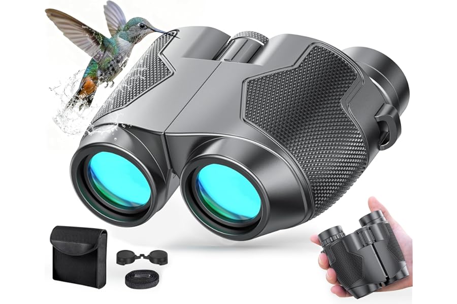 Binoculars 12x25 for Adults and Kids Night Vision Binoculars Compact Binoculars for Soccer Games Waterproof Binocular Wide Field of View for Sporting Events,Bird Watching,Hiking,Hunting,Concert