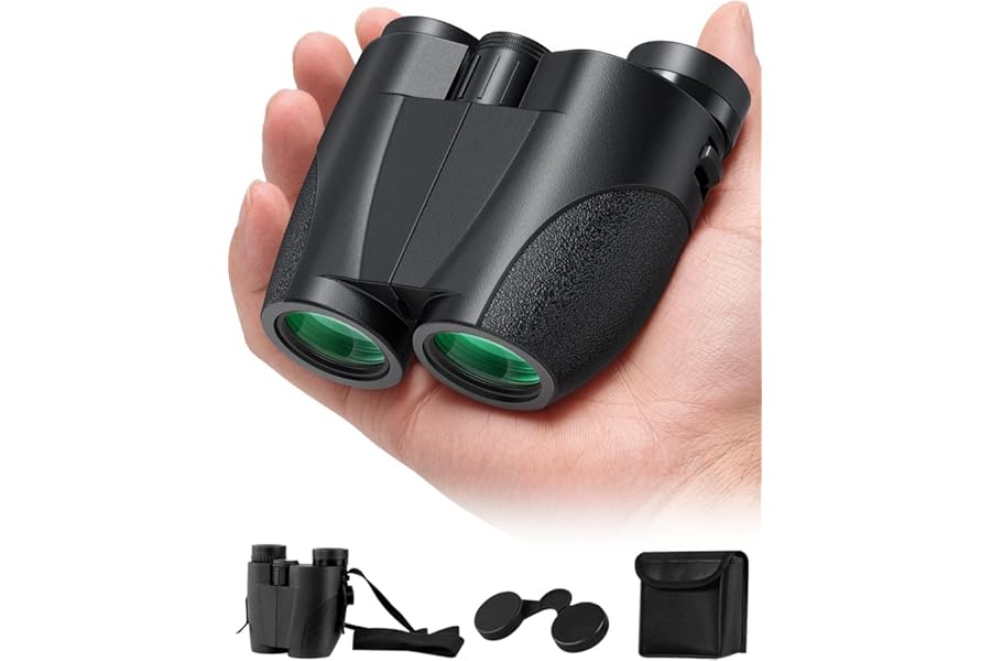 Binoculars for Adults and Kids, 20x25 Compact High Power Binoculars with Low Light Vision for Bird Watching, Large Eyepiece Waterproof Outdoor Hunting, Travel, Sightseeing