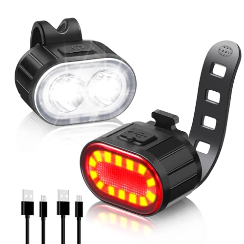 Blendura Luces Bicicleta Delantera y Trasera, USB Recargable Luz Bicicleta Delantera y Trasera IPX4 Luz Bicicleta, 4+6 Modos Luces para Bicicletas Adecuada para de Carretera Montaña