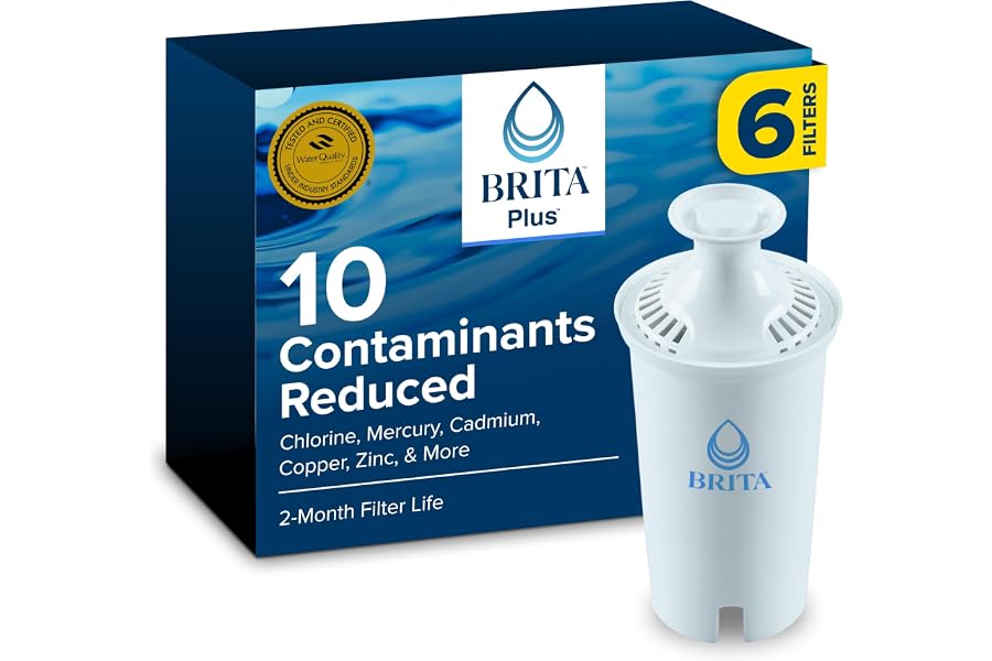 Brita BritaPlus Replacement Water Filter for Pitchers and Dispensers, WQA NSF/ANSI Certified, Reduces 2x More Contaminants vs
