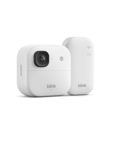 Cámara exterior 2K+ Blink (última generación) — cámara de seguridad inteligente inalámbrica, resolución de vídeo 2K, módulo de sincronización básico Incluido: sistema de 1 cámara, Blanco