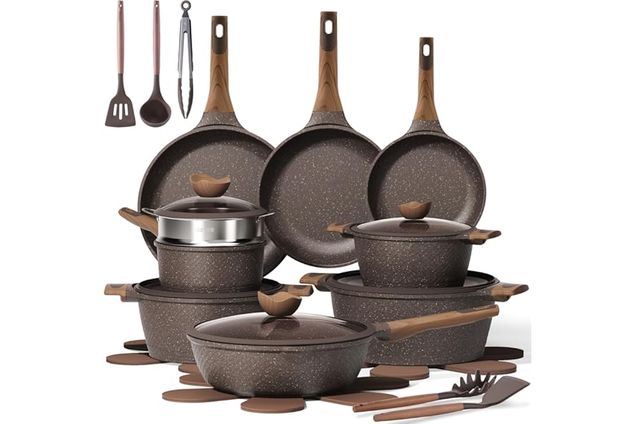 CAROTE 26PCS Pots and Pans Set Non Stick, Cookware Set Pots and Pans Induction Cook Ware, Nonstick Kitchen Cooking, PFOA Free