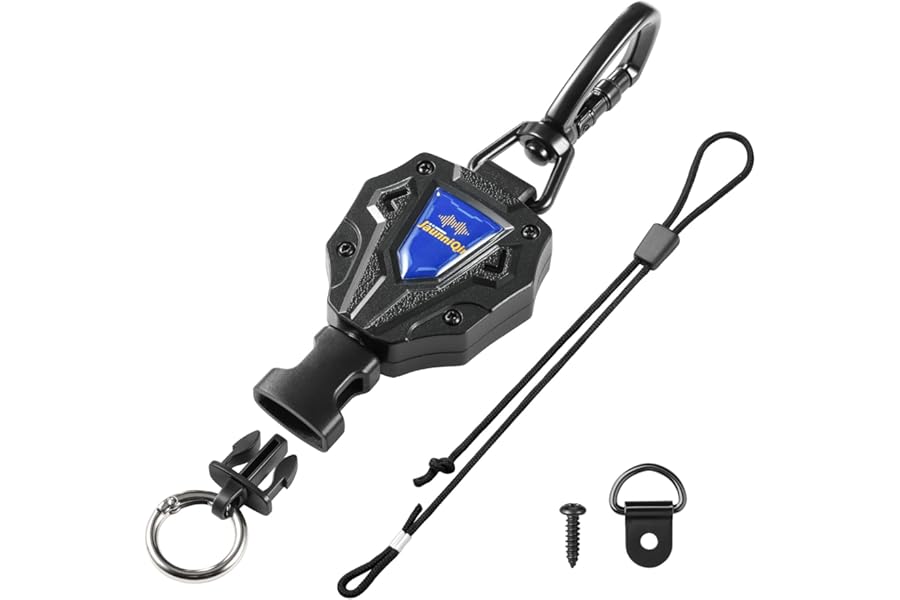 CB Mic Holder, Retractable CB Radio Microphone Hanger with 28" Stainless Steel Cord, Heavy-Duty Mic Tether with Adjustable Mount Kit & D-Ring with Screw, Perfect for Truck Drivers, Type-B