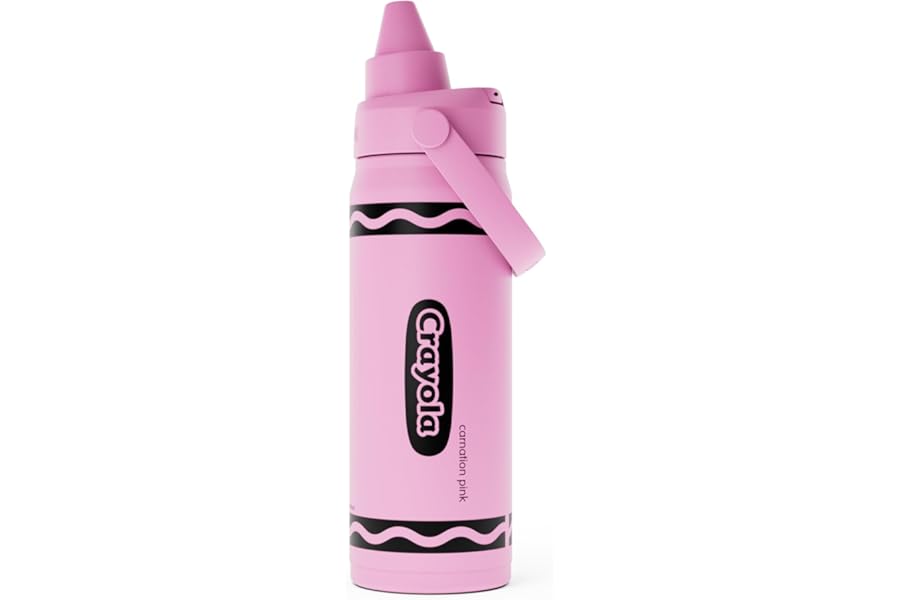 CamelBak Crayola Chug Insulated Stainless Steel Water Bottle, Cold Retention with Spill Resistant Lid for School and Everyday Hydration, 16oz, Carnation Pink
