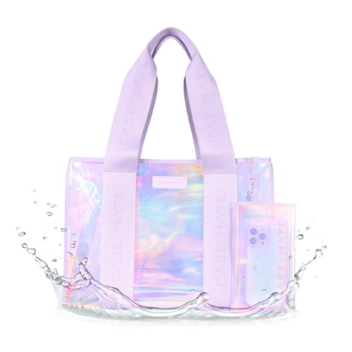Case-Mate Official Soap Bubble Jelly Tote – Iridescent Tote Bag with Phone Pouch for Women – Waterproof, Tip-Proof, Foldable & Washable – Handbag for Everyday Use, Travel, Pool & Vacation - Large