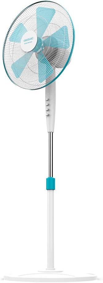 Cecotec EnergySilence 500 Ventilateur sur pied 40 W, 5 pales de 40 cm de diamètre, oscillant, 3 vitesses, hauteur réglable 110-130 cm, moteur en cuivre (Blanc | 110-130 cm)