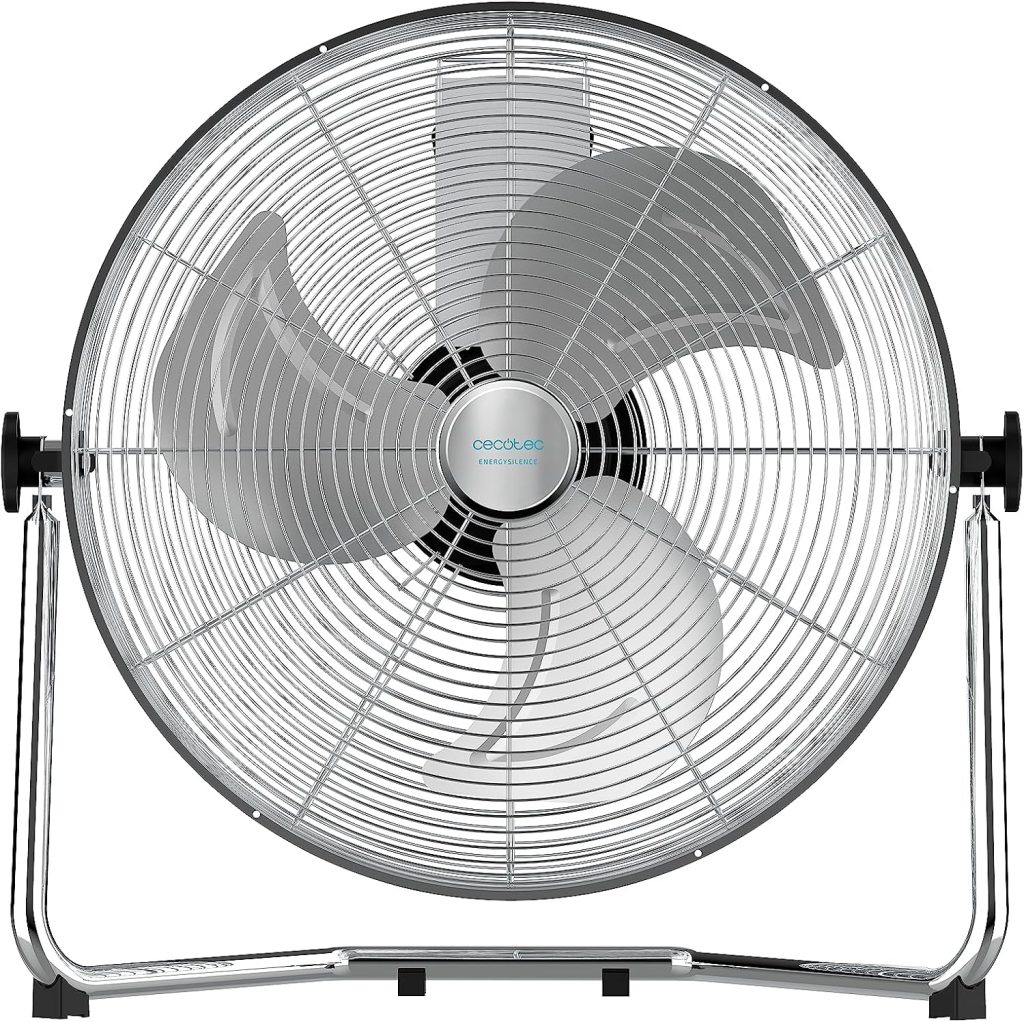 Cecotec Ventilador Industrial EnergySilence 4300 Pro. 110 W, 3 Aspas Metálicas de 18" (45 cm), 3 Velocidades, Motor de Cobre, Inclinación Ajustable, Acabado Cromado