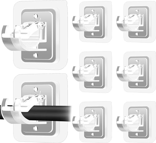 Codoule Self Adhesive No Drill Adjustable Curtain Rod Holder Hooks Brackets, Nail Free, No Drilling Hangers for Bathroom, Kitchen, Home, Bathroom and Hotel, Transparent, 8PCS