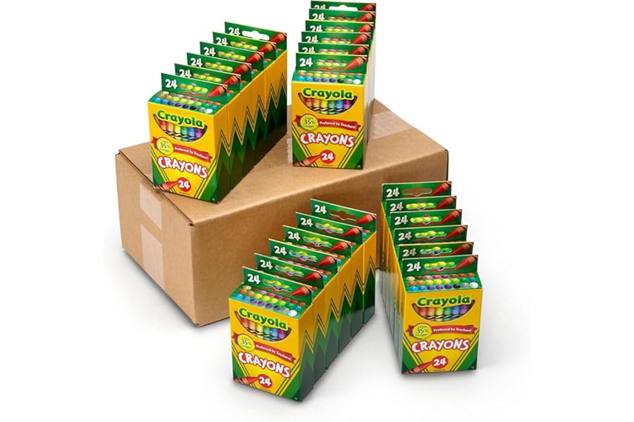 Crayola Crayons Bulk (24 Packs), Preschool Classroom Supplies, Coloring Book Supplies, School Crayons for Kids, Gifts, Ages 3+