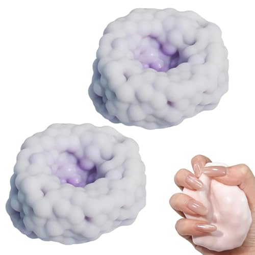 Crunchy Squishy Noisy Stress Balls Ice Skin Fidget Sensory Toys,Crunchy Stress Ball, Slow Rise Squishy Fidget Toy for Anxiety Relief, Handmade Moldable Squeeze Ball for Kids Adults (2*Purple)