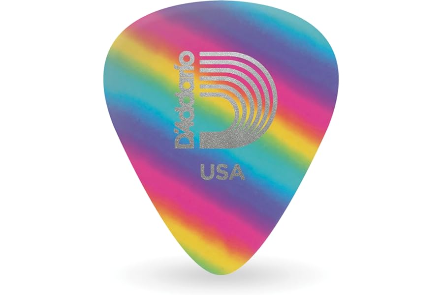 D'Addario Rainbow Celluloid Guitar Picks, Light, 10 Pack